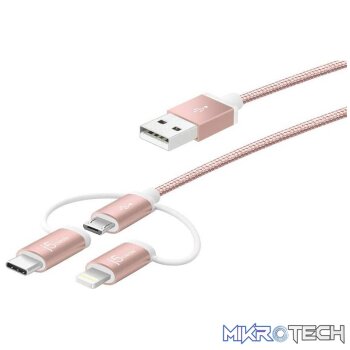 j5create JMLC10 Rose Gold 3-in-1 Charging Sync Cable