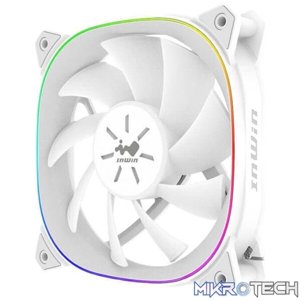 fa-120isew_1 Inwin ASE120 Sirius Extreme White (pure) ARGB Case Fan - 120x120x25mm - Image 1