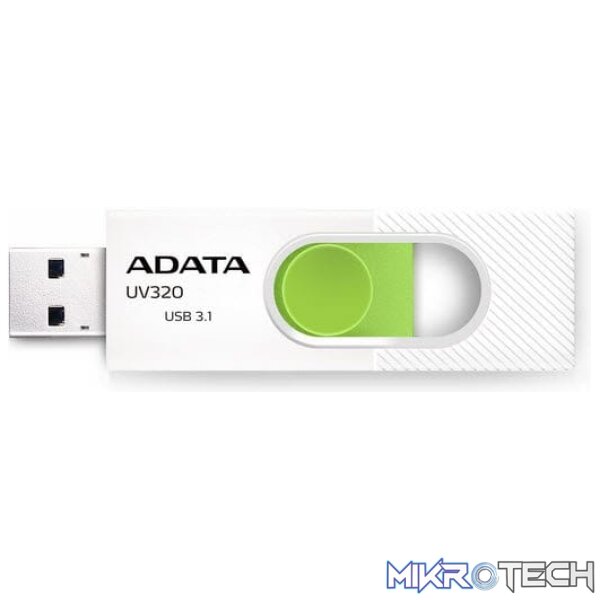 fd-a64guv320w_1 Adata UV320 64Gb White & Green USB3.0 Flash Drive - Image 1