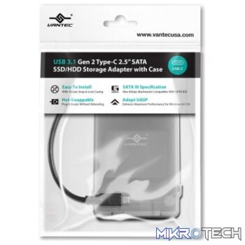 Vantec CB-STC31-2PB USB 3.1 Gen 2 Type-C 2.5" SATA SSD/HDD Storage adapter