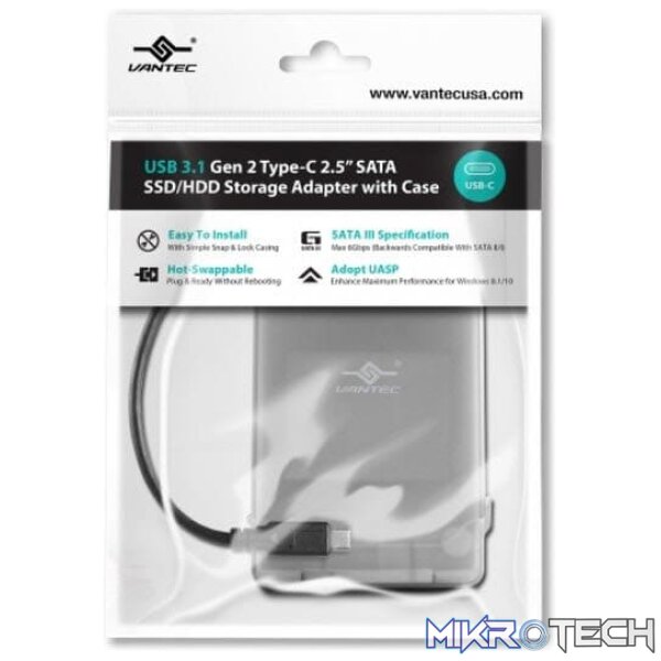 ic-vs6c31c_1 Vantec CB-STC31-2PB USB 3.1 Gen 2 Type-C 2.5" SATA SSD/HDD Storage adapter - Image 1