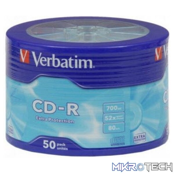 mevev43728_1 VERBATIM 52x CD-R 50 Pack Wagon Wheel, 700MB - Image 1