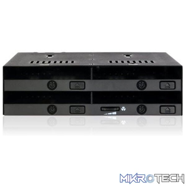 mr-i524_1 iCYDOCK mb524sp-b Black mobile rack for up to 4x 9.5mm 2.5" SATA6G /SAS HDD in 5.25" bay - Image 1