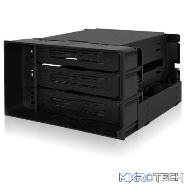 mr-i830_1 iCYDOCK MB830SP-B flexiDOCK Tray-less 3 Bay Removable 3.5-inch SATA/SAS Hard Drive Docking Enclosure in 2 x 5.25-inch Optical Bay (w/ Cables) - Image 1