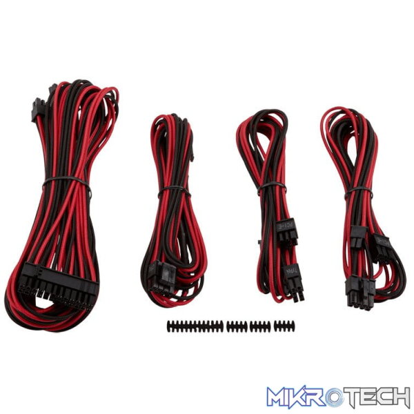ps-ca8920148rk_1 Corsair Red & Black premium individually sleeved flexible paracorded modular cable starter kit - Image 1