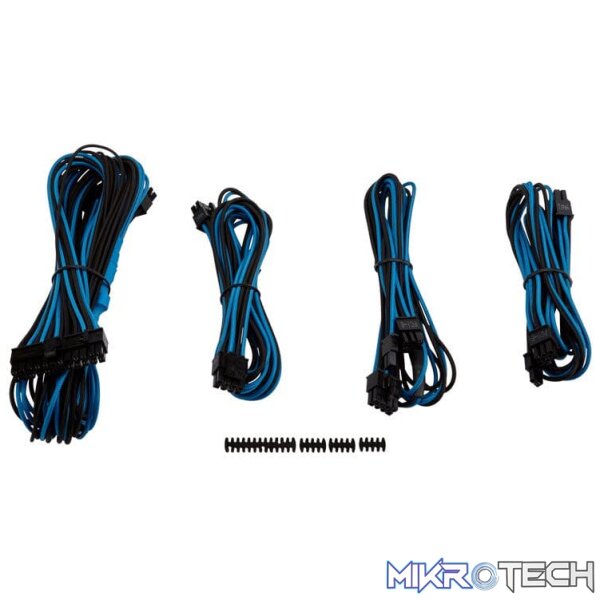 ps-ca8920150lk_1 Corsair Blue & black premium individually sleeved flexible paracorded modular cable starter kit - Image 1