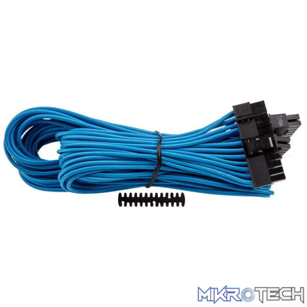 ps-ca8920161l_1 Corsair CP-8920161 Blue premium individually sleeved flexible paracorded cable with cable comb - Image 1