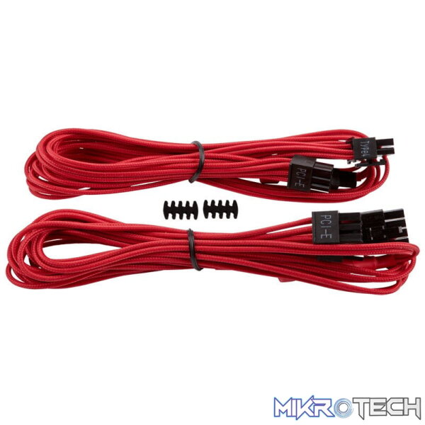 ps-ca8920174r_1 corsair CP-8920174 Red premium individually sleeved flexible paracorded cable with 2x cable combs - Image 1
