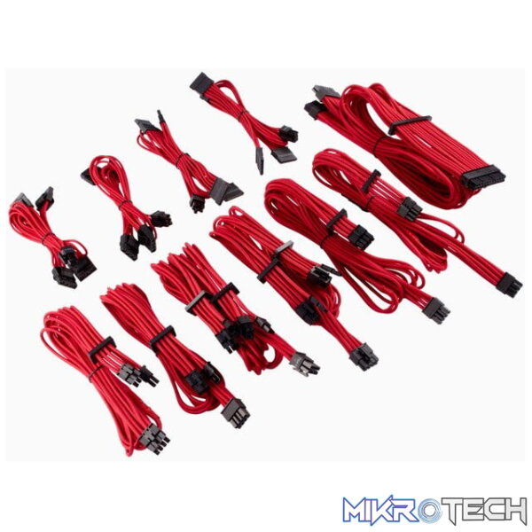 ps-ca8920223r_1 Corsair Red Type 4 Gen 4 Premium Individually Sleeved PSU Cables Pro Kit - Image 1