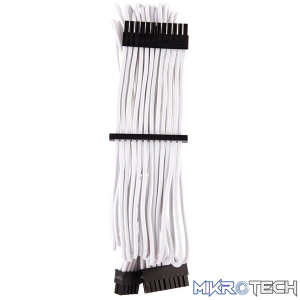 ps-ca8920231w_1 Corsair Premium Individually Sleeved ATX 24-Pin Cable Type 4 Gen 4 â" White - Image 1