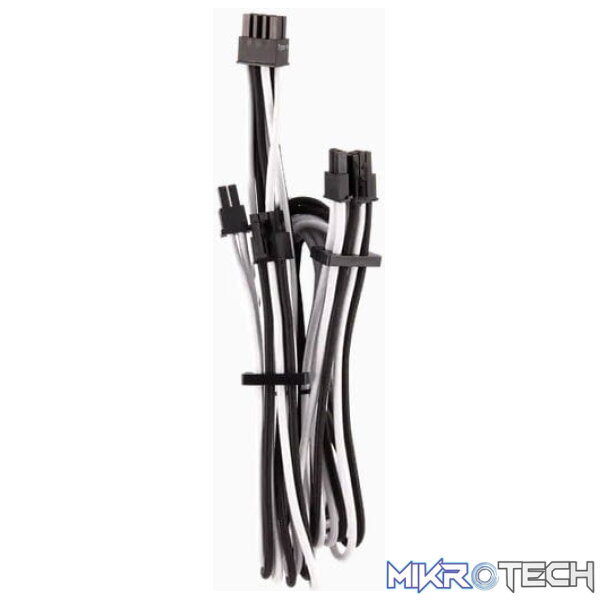 ps-ca8920255wk_1 Corsair Premium Individually Sleeved PCIe Cables (Dual Connector) Type 4 Gen 4 - White/Black - Image 1