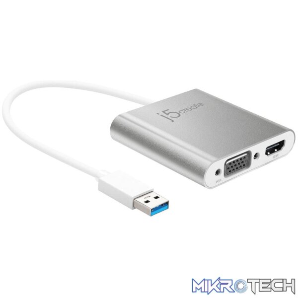 sc-jua360_1 j5create JUA360 USB 3.0 to Dual VGA HDMI Multi-Monitor Adapter - Image 1