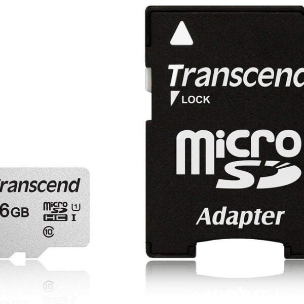 Transcend 300S 16GB MicroSDXC/SDHC Class 10 U1 Memory Card with SD Adapter