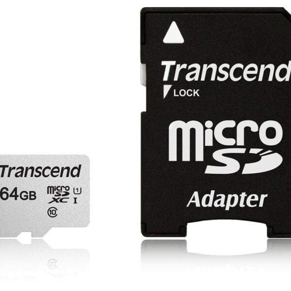 Transcend 300S 64GB MicroSDXC/SDHC Class 10 U1 Memory Card with SD Adapter