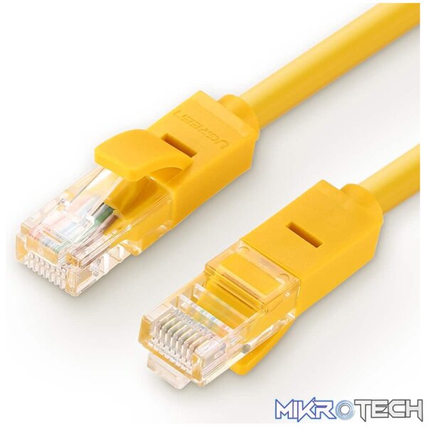 Product UGreen 11231 CAT5E UTP Ethernet Round LAN 2m Cable with Gold-Plated Conductor, 8-Core Twisted-Pair & Data Transmission up to 100Mbps - Yellow Colour - Image 1