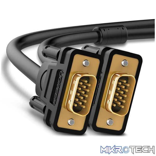 Product UGreen 11646 VGA Male to Male 2m Cable With Gold-Plated Connectors & Supports Resolution of Upto 1080P@60Hz - Black Colour - Image 1