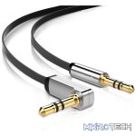 UGreen 10729 3.5mm Male to Male 90° Right Angle Flat Audio 5m Cable with Gold-Plated Connectors & Widely Compatible with 3.5mm port devices - Black Colour