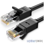 UGreen 20162 CAT6 UTP Male to Male Ethernet Round LAN 5m Cable with Gold-Plated Conductor, 8-Core Twisted-Pair & Data Transmission up to 1000Mbps - Black Colour