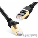 UGreen 11271 CAT7 FTP Male to Male Ethernet Round LAN 5m Cable with Gold-Plated Conductor, 8-Core Twisted-Pair & Data Transmission up to 10Gbps - Black Colour