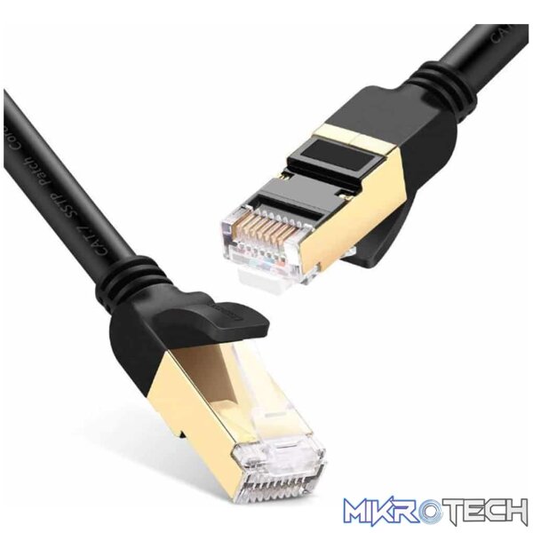 Product UGreen 11271 CAT7 FTP Male to Male Ethernet Round LAN 5m Cable with Gold-Plated Conductor, 8-Core Twisted-Pair & Data Transmission up to 10Gbps - Black Colour - Image 1