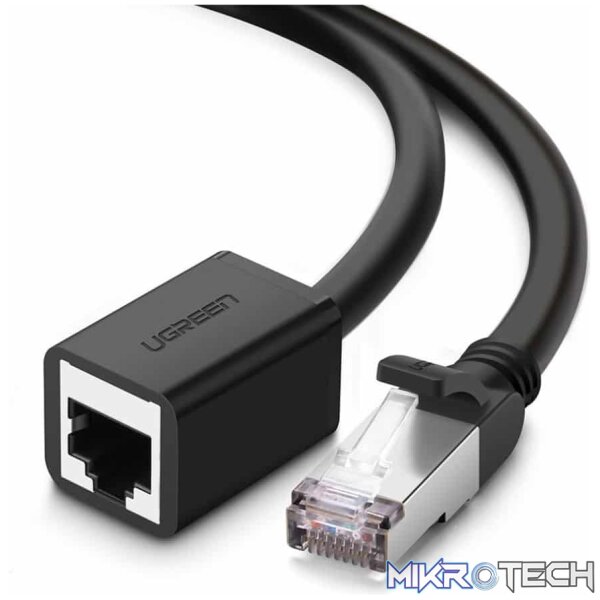 Product UGreen 11281 CAT6 UTP Male to RJ45 Female Extension 2m Cable with 8-Core Twisted-Pair & Data Transmission Speed up to 1000Mbps - Black Colour - Image 1