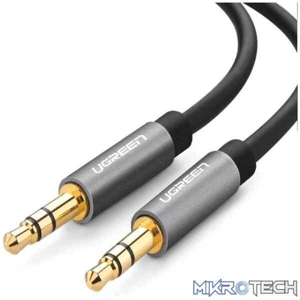 Product UGreen 10734 3.5mm Male to Male Round Audio 1.5m Cable with Gold-Plated Connectors & Widely Compatible with 3.5mm port devices - Black Colour - Image 1