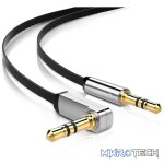 UGreen 10598 3.5mm Male to Male 90° Right Angle Flat Audio 1.5m Cable with Gold-Plated Connectors & Widely Compatible with 3.5mm port devices - Black Colour