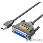 UGreen 20224 USB-A 2.0 Male to DB25 Female 1.8m Printer Cabled Adapter With Nickle-Plated Connectors & Backwards Compatible with USB1.1 - Grey Colour