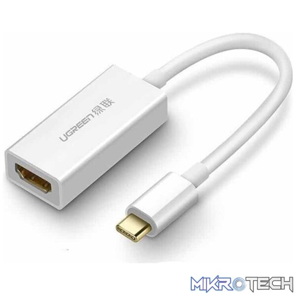 Product UGreen 40273 USB-C Male to HDMI Female Adapter with Gold-Plated Connector & Support Resolution up to 4K@30Hz - White Colour - Image 1