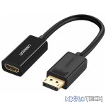 UGreen 40362 DisplayPort Male to HDMI Female Adapter with Gold-Plated Connectors, Release Button Design and Supports resolution up to 1080P@60Hz - Black Colour