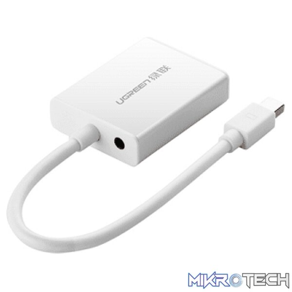 UGreen 10437 Mini DisplayPort Male to VGA With Audio Female Adapter With Gold-Plated Connectors and Supports Resolution up to 1080P@60Hz - White Colour - Image 5