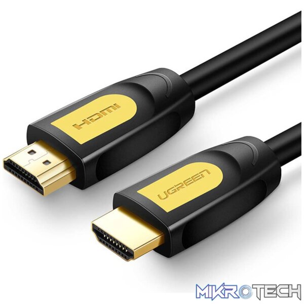 Product UGreen 10115 HDMI V2.0 Male to Male 1m Cable with Gold-Plated Connectors and Supports resolution up to 4K@60Hz - Black/Yellow Colour - Image 1