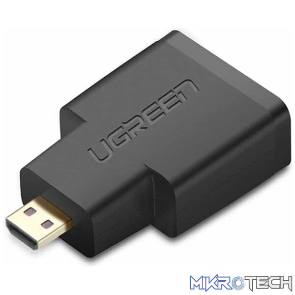 Product UGreen 20106 Micro HDMI Male to HDMI V2.0 Female Adapter with Gold-Plated Connectors and Supports Resolution up to 4K@60Hz - Black Colour - Image 1
