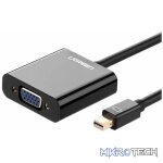 UGreen 10459 Mini DisplayPort Male to VGA W/O Audio Female Adapter with Gold-Plated Connectors & Supports Resolution up to 1080P@60Hz - Black Colour