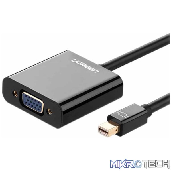 Product UGreen 10459 Mini DisplayPort Male to VGA W/O Audio Female Adapter with Gold-Plated Connectors & Supports Resolution up to 1080P@60Hz - Black Colour - Image 1