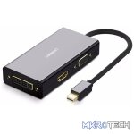 UGreen 20418 Mini DisplayPort Male To HDMI 4K@30Hz / VGA+ DVI-D(24+1)1080P@60Hz Female Adapter With Gold-Plated Connectors And Thunderbolt 2 Interface Compatibility - Black Colour