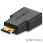 UGreen 20101 Mini HDMI Male to HDMI Female V2.0 Adapter with Gold-Plated Connector and Supports Resolution up to 4K@60Hz - Black Colour