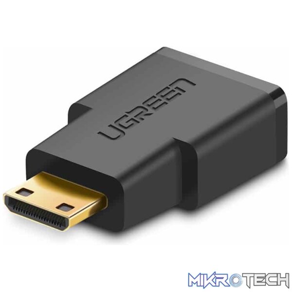 Product UGreen 20101 Mini HDMI Male to HDMI Female V2.0 Adapter with Gold-Plated Connector and Supports Resolution up to 4K@60Hz - Black Colour - Image 1