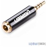 UGreen 20501 2.5mm Male to 3.5mm Female Audio Adapter with Gold-Plated Connector, Metal Casing & Connect 3.5mm Headphone to another device with 2.5mm audio jack - Black Colour