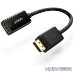 UGreen 40363 DisplayPort Male to HDMI Female Adapter with Gold-Plated Connectors, Release Button Design and Supports resolution up to 4K@30Hz - Black Colour