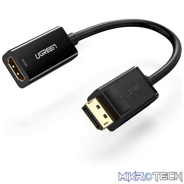Product UGreen 40363 DisplayPort Male to HDMI Female Adapter with Gold-Plated Connectors, Release Button Design and Supports resolution up to 4K@30Hz - Black Colour - Image 1