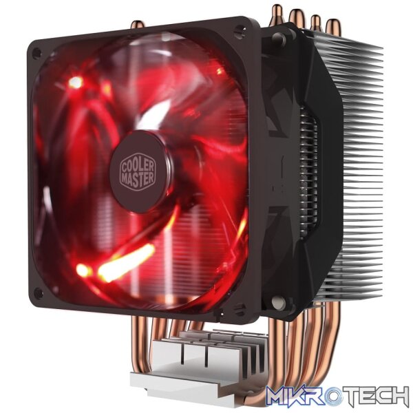 Product Cooler Master Hyper 410R CPU Air Cooler With 4X Direct Contact Heatpipes, 92mm PWM Red LED Fan And Outstanding Performance For SFF Cases - Black Colour - Image 1