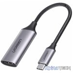 UGreen 70444 USB-C Male to HDMI 2.0 Female Adapter with Nickle-Plated Connector & Support 4K@60Hz Resolution & Without Power Delivery - Grey Colour