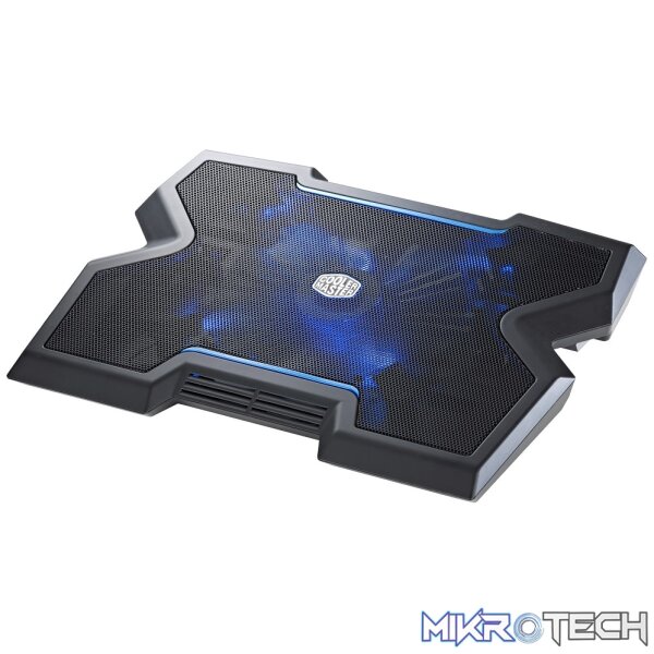 Product Cooler Master NotePal X3 17" Notebook Cooler With Upgraded 200mm Blue LED Fan And Unique Front Vent Hand Dryer Design, High-Grade Glossy UV Coating And Adjustable Height Settings For Typing / Viewing - Black Colour - Image 1