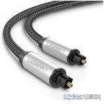 UGreen 10540 Toslink Fibre Optical Male to Male Braided Round Audio 2m Cable With Metal Casing & Gold-Plated Connectors - Black Colour