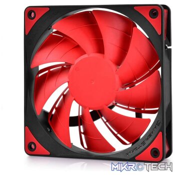 DeepCool TF120MM Case Fan Features Unique Patented 2-Layer Blade Design With Built-in Red LED - Black Colour