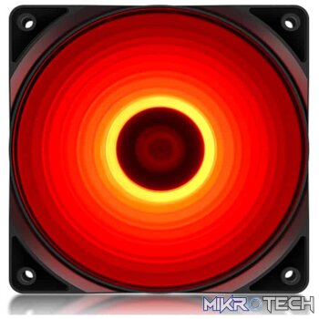DeepCool RF120MM Case Fan With Built-in High Brightness Red LED and Powered via 4Pin Molex / 3Pin M/B Connector - Black Colour