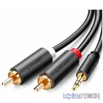 UGreen 10512 3.5mm Male to 2RCA Male Audio 3m Cable with Gold-Plated Connectors & Connecting devices with 3.5mm port to sound systems - Black Colour