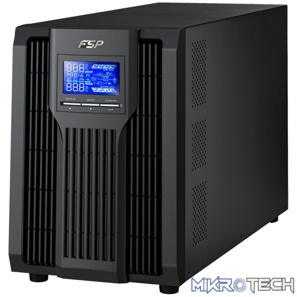Product FSP Champ 3000VA/2700W Online Pure Sinewave UPS Built-in 6X 12V/9AH (900WH) Lead-Acid Battery, USB + RS-232 Ports And Intelligent Slot - Black Colour - Image 1