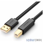 UGreen 20847 USB-A 2.0 Male to USB-B 2.0 Male Printer 2m Cable With Gold-Plated Connectors & Supports Data Transfer Speed up to 480Mbps - Black Colour